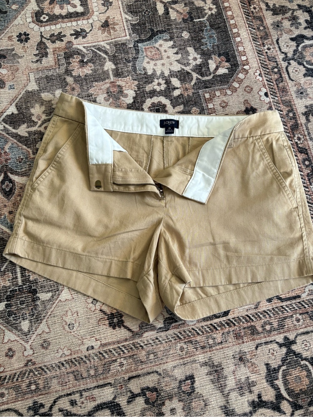 J. Crew High-Waist Tan Cotton Shorts